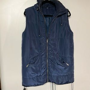 Long Hooded Lightly Puffed Vest